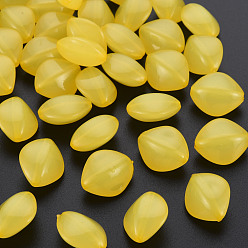 Yellow Imitation Jelly Acrylic Beads, Rhombus, Yellow, 17x14.5x9.5mm, Hole: 1.6mm, about 500pcs/500g