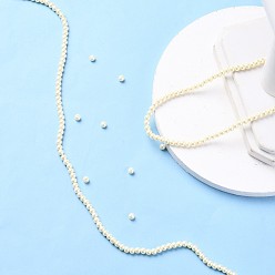 Lemon Chiffon Eco-Friendly Dyed Glass Pearl Round Beads Strands, Grade A, Cotton Cord Threaded, Lemon Chiffon, 4~4.5mm, Hole: 0.7~1.1mm, about 104pcs/strand, 15 inch