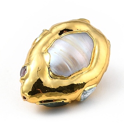 Золотой Естественный культурный жемчуг пресноводных, с латунной кромкой, долговечный, самородки, золотые, 20.5~28x17.5~22x11.5~14.5 мм, отверстие : 0.7 мм