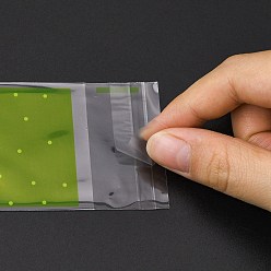 Lime Green Rectangle Plastic Cellophane Bags, for Lipstick Packaging, Polka Dot Pattern, Lime Green, 13x5cm, Unilateral Thickness: 0.035mm, Inner Measure: 10x5cm, about 96~100pcs/bag