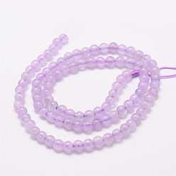 Violet Natural Amethyst Beads Strands, Round, Violet, 10mm, Hole: 1mm, about 40pcs/strand