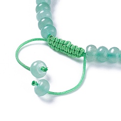Aventurine Verte Nylon réglable bracelets cordon tressé de perles, avec des perles vertes naturelles aventurine, 2-1/4 pouces ~ 2-7/8 pouces (5.8~7.2 cm)