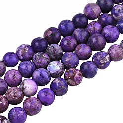 Indigo Natural American Turquoise Beads Strands, Dyed & Heated, Round, Indigo, 4mm, Hole: 0.8mm, about 47~48pcs/strand, 15 inch(38cm)