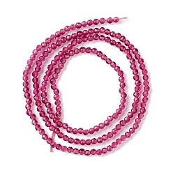 Rose Chaud Chapelets de perles en verre transparentes  , facette, ronde, rose chaud, 2mm, Trou: 0.6mm, Environ 182~201 pcs/chapelet, 14.57~15.24 pouce ((37~38.7 cm)