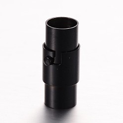 Черный Цвет Металла 304 магнитные застежки из нержавеющей стали, колонка, металлический черный , 17x7 мм, отверстие : 5 мм