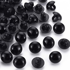 Black 1-Hole Plastic Buttons, Half Round, Black, 10x9mm, Hole: 3mm