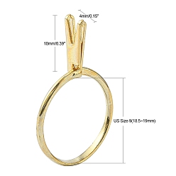 Golden Zinc Alloy Cuff Ring Findings, Spring Type Ring Stone Holder, Ring Settings for Rhinestone, Golden, Inner Diameter: 18~19mm, Support: 14x5.5mm
