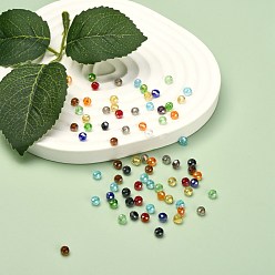 Couleur Mélangete Perles de verre transparentes plaquées rondelles à facettes rondelles couleur ab, couleur mixte, 4x3mm, Trou: 1mm