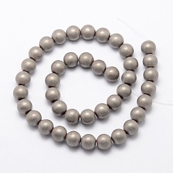 Platinum Plated Electroplate Non-magnetic Synthetic Hematite Beads Strands, Matte Style, Round, Platinum Plated, 10mm, Hole: 2mm, about 40pcs/strand, 15.7 inch