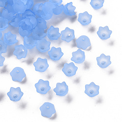 Голубой Прозрачные акриловые шарики, Цветок тюльпана, ландыш, матовые, голубой, 10x6 мм, отверстие : 1.5 мм, Около 2100 шт / 500 г