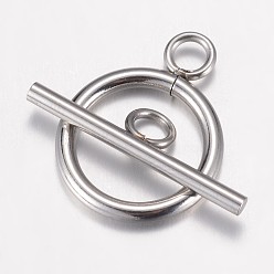 Stainless Steel Color 304 Stainless Steel Toggle Clasps, Stainless Steel Color, Ring: 20.5x15.5x2mm, Hole: 3mm, Bar: 23x7x2mm, Hole: 3mm