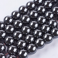 Non-magnetic Hematite Non-Magnetic Synthetic Hematite Beads Strands, Round, 12mm, Hole: 1.5~2mm, about 34pcs/strand