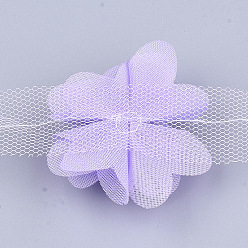 Lilac Organza Flower Ribbon, Costume Accessories, For Party Wedding Decoration and Earring Making, Lilac, 50~60mm, about 10yard/bundle