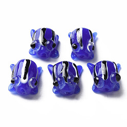Синий Бусины лэмпворк , лягушка, синие, 14.5~15.5x11~13x9 мм, отверстие : 1.2 мм