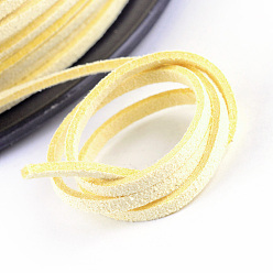 Champagne Yellow Faux Suede Cords, Faux Suede Lace, Champagne Yellow, 1/8 inch(3mm)x1.5mm, about 100yards/roll(91.44m/roll), 300 feet/roll