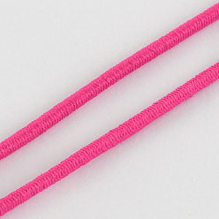 Темно-Розовый Эластичный шнур, со слоем снаружи и резины внутри, темно-розовыми, 2 мм, около 109.36 ярдов (100 м) / пачка