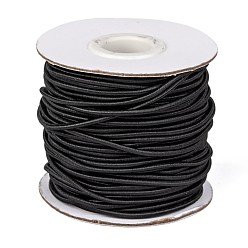 Black Round Elastic Cord, with Nylon Outside and Rubber Inside, Black, 2mm, about 32.8 yards(30m)/roll