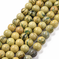 Autres Jades Brins de perles de pierre d'os de dragon naturel, ronde, 12mm, Trou: 1mm, Environ 34 pcs/chapelet, 15.35 pouce (39 cm)