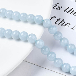 Chalcedony Natural Chalcedony Beads Strands, Imitation Aquamarine, Dyed & Heated, Round, 6~7mm, Hole: 1mm, about 60~67pcs/strand, 15.7 inch