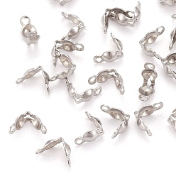 Stainless Steel Color Stainless Steel Bead Tips, Calotte Ends, Clamshell Knot Cover, Stainless Steel Color, 6x3mm, Hole: 1mm