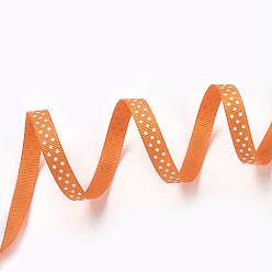 Orange Polka Dot Ribbon Grosgrain Ribbon, Orange, three points on an oblique line, about 3/8 inch(10mm) wide, 50yards/roll(45.72m/roll)