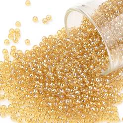 (162) Transparent AB Light Amber TOHO Round Seed Beads, Japanese Seed Beads, (162) Transparent AB Light Amber, 11/0, 2.2mm, Hole: 0.8mm, about 5555pcs/50g