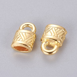 Golden Tibetan Style Alloy Cord Ends, End Caps, Lock, Golden, Lead Free & Cadmium Free, 10x6.5x4.5mm, Hole: 2.5mm