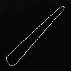 Stainless Steel Color 304 Stainless Steel Rope Chain Necklaces, with Lobster Clasps, Stainless Steel Color, 19.9 inch(50.5cm)