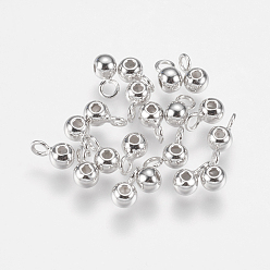 Platinum Rhodium Plated 925 Sterling Silver Tube Bails, Loop Bails, with Rubber, Rondelle, Bail Beads, Slider Stopper Beads, Platinum, 5.5x3x2.5mm, Hole: 1.5mm