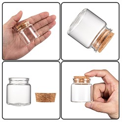 Clear Glass Jar Glass Bottle for Bead Containers, with Cork Stopper, Wishing Bottle, Clear, 58x47mm, Bottleneck: 36mm in diameter, Capacity: 23ml(0.77 fl. oz)