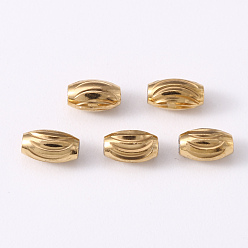 Golden & Stainless Steel Color 201 Stainless Steel Corrugated Beads, Oval, Golden & Stainless Steel Color, 5x3mm, Hole: 1.2mm