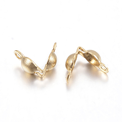 Golden Ion Plating(IP) 304 Stainless Steel Bead Tips, Calotte Ends, Clamshell Knot Cover, Golden, 6x3.3x2.5mm, Hole: 1mm