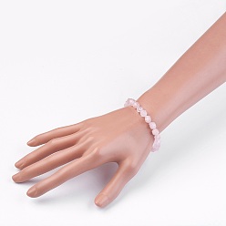 Rose Quartz Natural Rose Quartz Stretch Bracelets, Faceted Polygon, 2-1/8 inch(5.5cm)