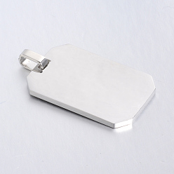 Stainless Steel Color Rectangle 304 Stainless Steel Stamping Blank Tag Pendants, Smooth Surface, with Word S.Steel, Stainless Steel Color, 34x22x2mm, Hole: 9x4.5mm