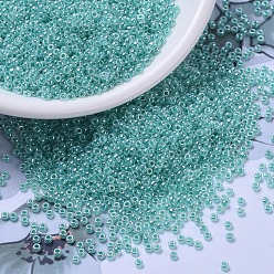 (RR536) Aqua Green Ceylon MIYUKI Round Rocailles Beads, Japanese Seed Beads, (RR536) Aqua Green Ceylon, 11/0, 2x1.3mm, Hole: 0.8mm, about 1100pcs/bottle, 10g/bottle