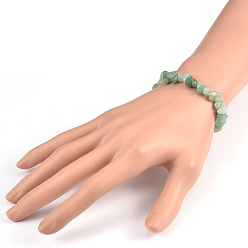 Green Aventurine Chips Natural Green Aventurine Beaded Stretch Bracelets, 1-3/4 inch(4.5cm)