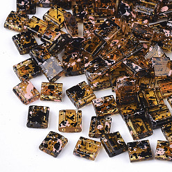 Black 2-Hole Transparent Glass Seed Beads, Antique Style, Rectangle, Black, 5x4.5~5.5x2~2.5mm, Hole: 0.5~0.8mm