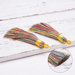 Colorful Polyester Tassel Big Pendants Decoration, Colorful, 80~90x8.5~9mm, Hole: 4x6mm