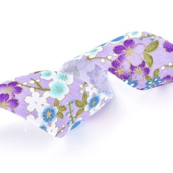 Lilac Japanese Kimono Style Floral Cotton Ribbon, Single Printed, for DIY Hair Bow, Headwear, Handmade Trim, Lilac, 1-1/2 inch(40mm), about 10yards/roll(9.14m/roll)
