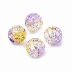 Plum Acrylic Beads, Transparent Crackle Style, Two Tone Style, Round, Plum, 8mm, Hole: 2mm, about 1840pcs/500g