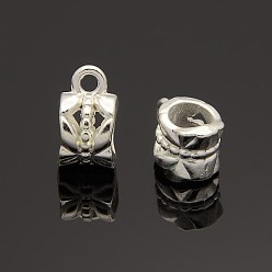 Silver Tibetan Style Hanger, Bail Beads, Cadmium Free & Lead Free, Cup, Silver, 11.5x6x8mm, Hole: 2mm, Inner Diameter: 4.3x4.4mm