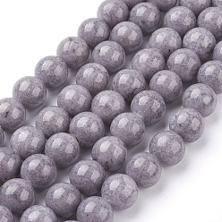 Gray Natural Mashan Jade Beads Strands, Dyed, Round, Gray, 10mm, Hole: 1.2mm, about 42pcs/strand, 16 inch