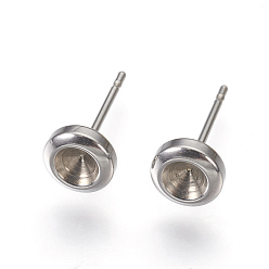 Stainless Steel Color 304 Stainless Steel Post Stud Earring Settings, for Pointed Back Xilion Rivoli Rhinestone, Stainless Steel Color, Fit For: 4mm Rhinestone, 14x6.5mm, Pin: 0.7mm