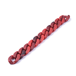 Rouge Foncé Chaînes de trottoir en acrylique à la main / chaînes torsadées, pierre d'imitation, rouge foncé, 23.5x17x5mm, environ 39.37 pouces (1 m)/brin