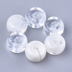 Blanc Perles acryliques, pierre d'imitation, rondelle, blanc clair, 15x10mm, trou: 2 mm, environ 310 pcs / 500 g