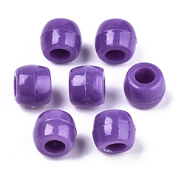Purple Plastic Beads, Barrel, Purple, 8x6mm, Hole: 3.5mm, about 2630pcs/500g