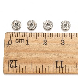 Платина Железа горный хрусталь разделительные бусинки, класс А, рондель, краевых волн, платина, 6x2.5 мм, отверстие : 1.5 мм