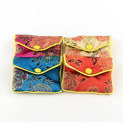 Couleur Mélangete Tissu rectangle poches zippées, sac, sac à main, couleur mixte, 7x8 cm