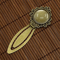 Antique Bronze 20mm Clear Domed Glass Cabochon Cover for Antique Bronze DIY Alloy Portrait Bookmark Making, Cadmium Free & Nickel Free & Lead Free, Bookmark Cabochon Settings: 81x31mm, Tray: 20mm