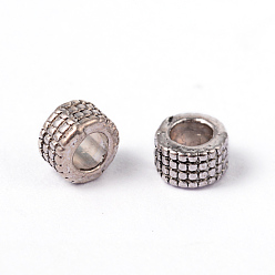 Antique Silver Tibetan Style Alloy Spacer Beads, Lead Free & Nickel Free & Cadmium Free, Column, Antique Silver, about 5mm in diameter, 3mm long, hole: 3mm